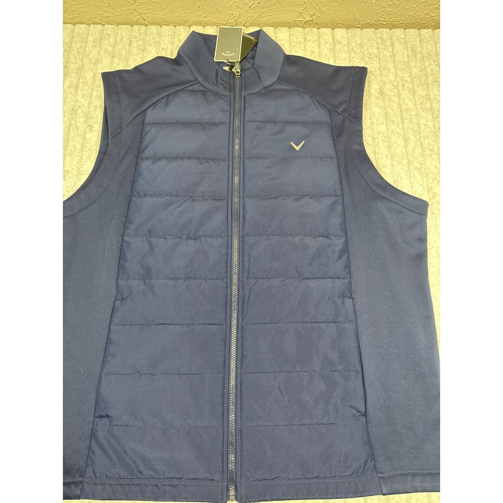 Callaway Mens Navy Blue SMU Full Zip Puffer Vest‎ XXL Quilted Golf  730262523985 - Picture 2 of 6